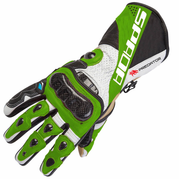 Spada Leather Gloves Predator II Black/Green - Size Large