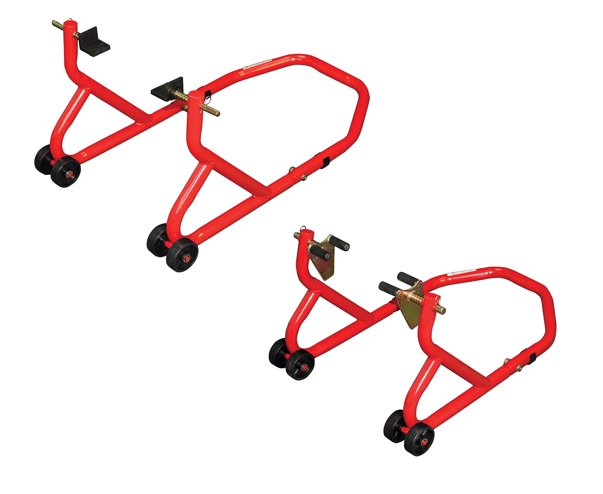 BikeTek Series 3 Front And Rear Track Paddock Stand Set - Red