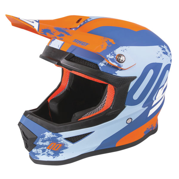 2020 Shot Furious MX Helmet Adult - Shadow Blue Orange Matt - Small