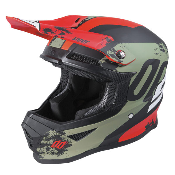 2020 Shot Furious MX Helmet Adult - Shadow Kaki Red Matt - M